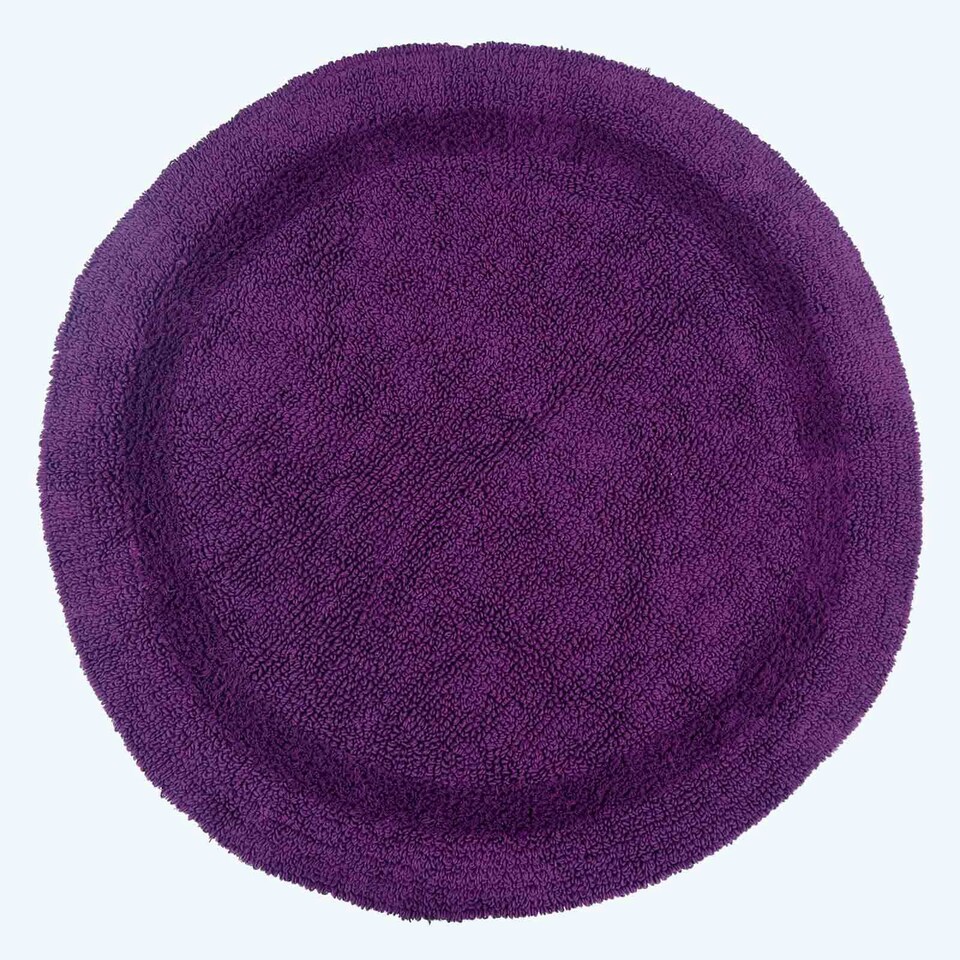 image 1 of Homescapes Luxury Reversible Round Bath Mat - Plum | Purple
