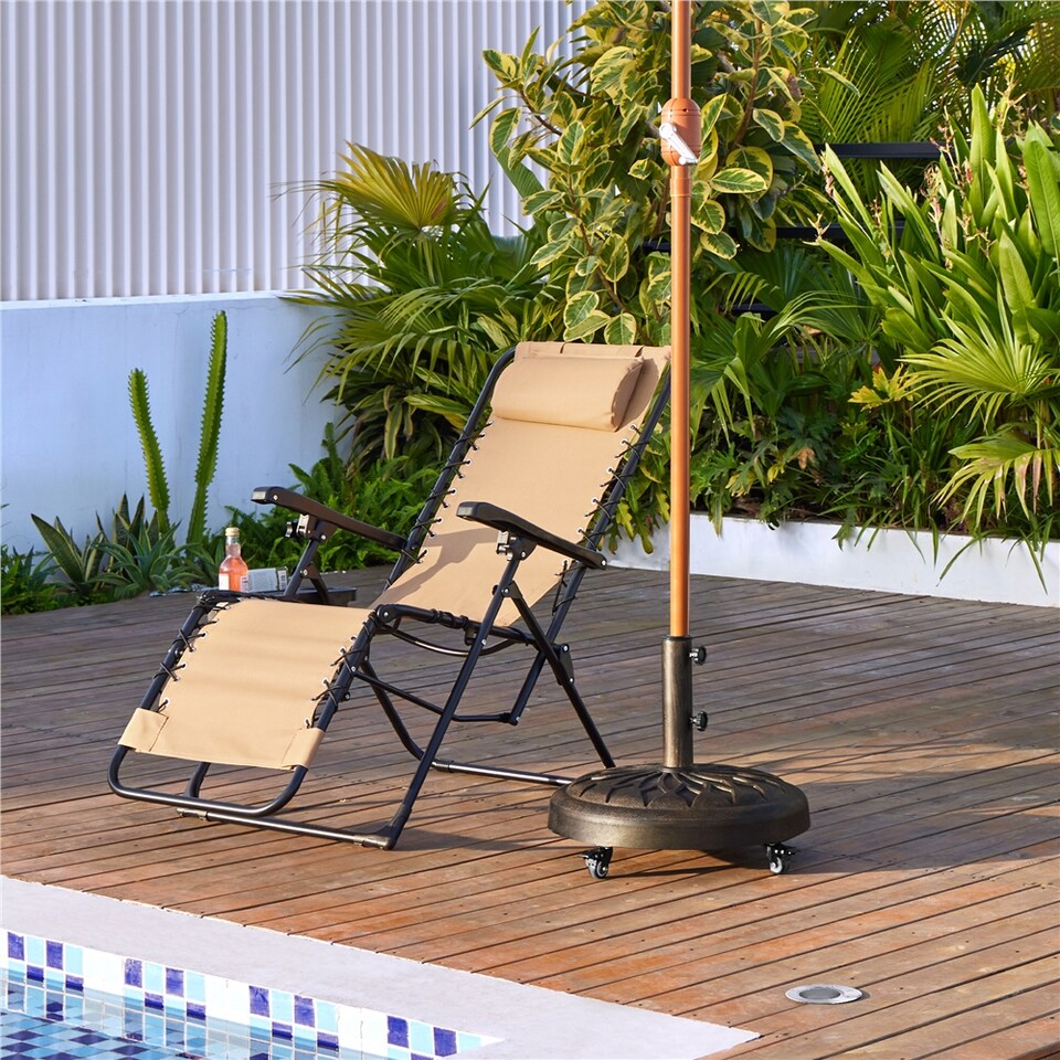 image 1 of Yaheetech 50.5 cm Outdoor Patio Rolling Heavy-duty Self-Weight Market Umbrella Base-Bronze | Bronze | Bronze