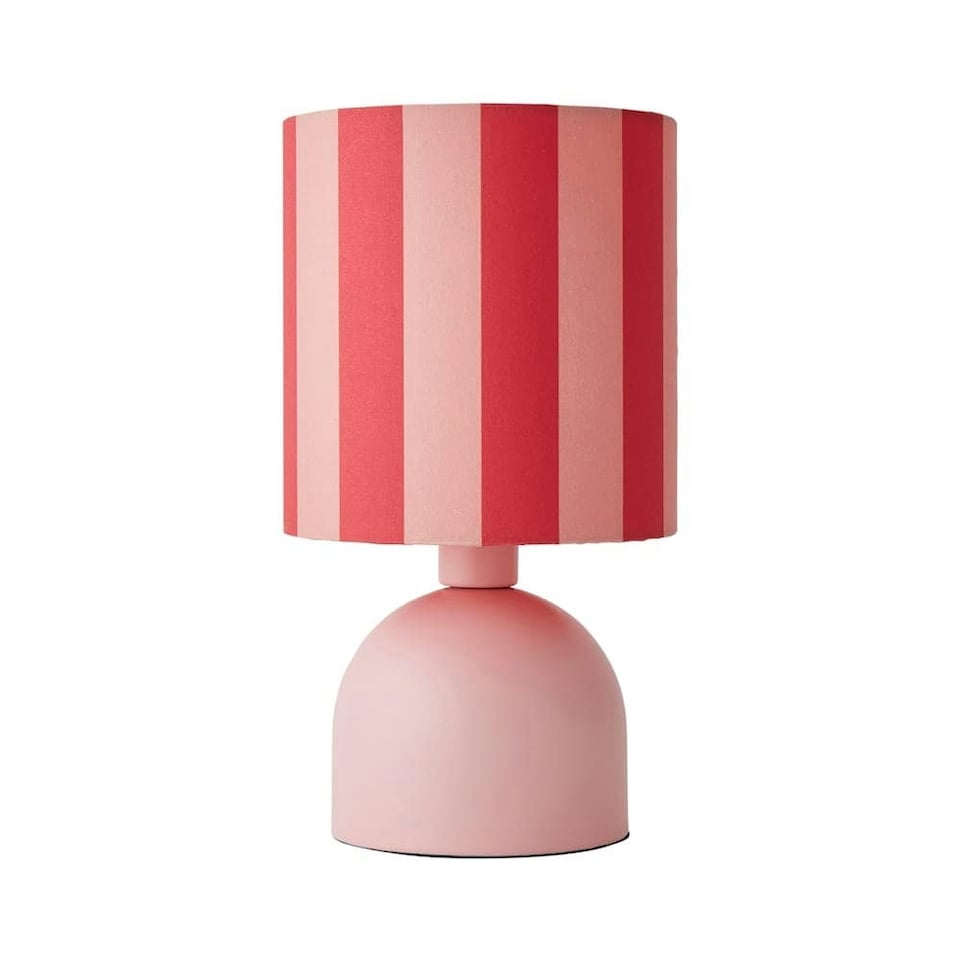 image 1 of ValueLights Miley Pink Stripes Drum Lamp Shade Pale Pink Table Lamp | Pink