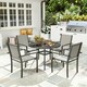 image 2 of Outsunny 5 Piece Garden Furniture Set with Round Table & 4 Stackable Chairs