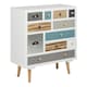 image 1 of Thais White Shabby Chic Multi Coloured 11 Drawer Chest