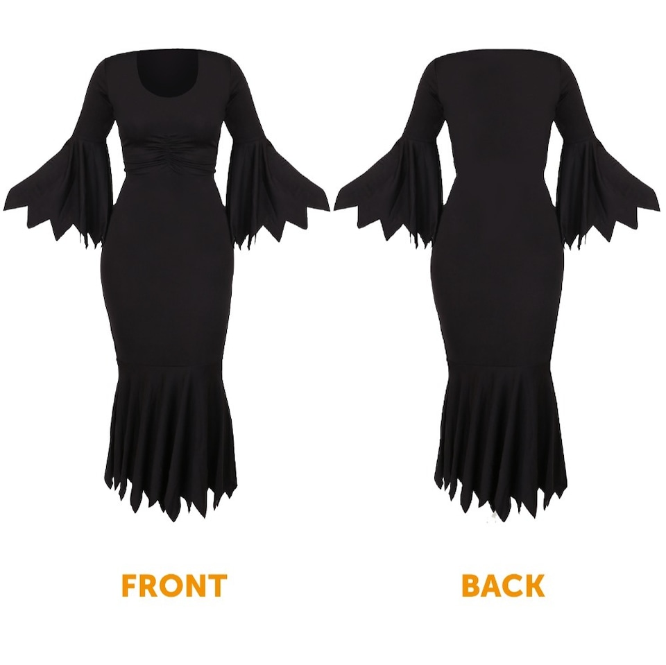 image 1 of Spider Witch Costume with Spider Prop | Black | XL