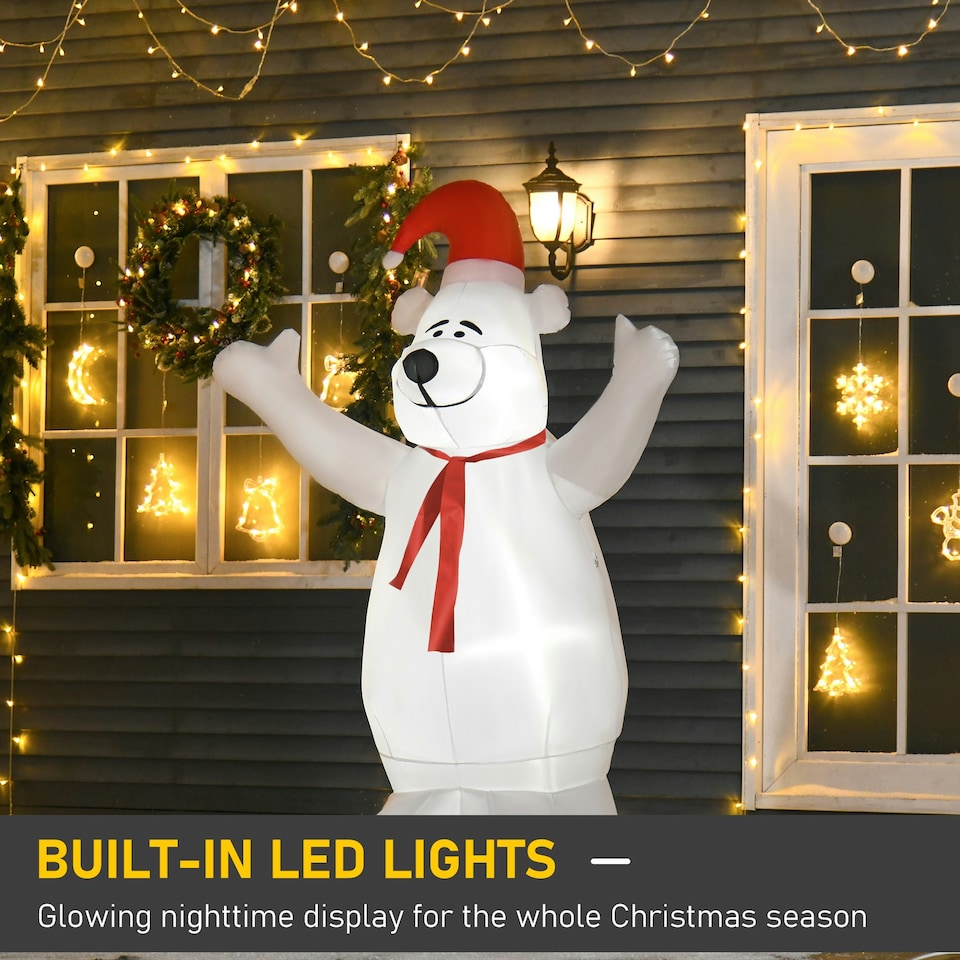 image 1 of HOMCOM 6ft Tall Outdoor Inflatable Bear Lighted Airblown Christmas Lawn Décor