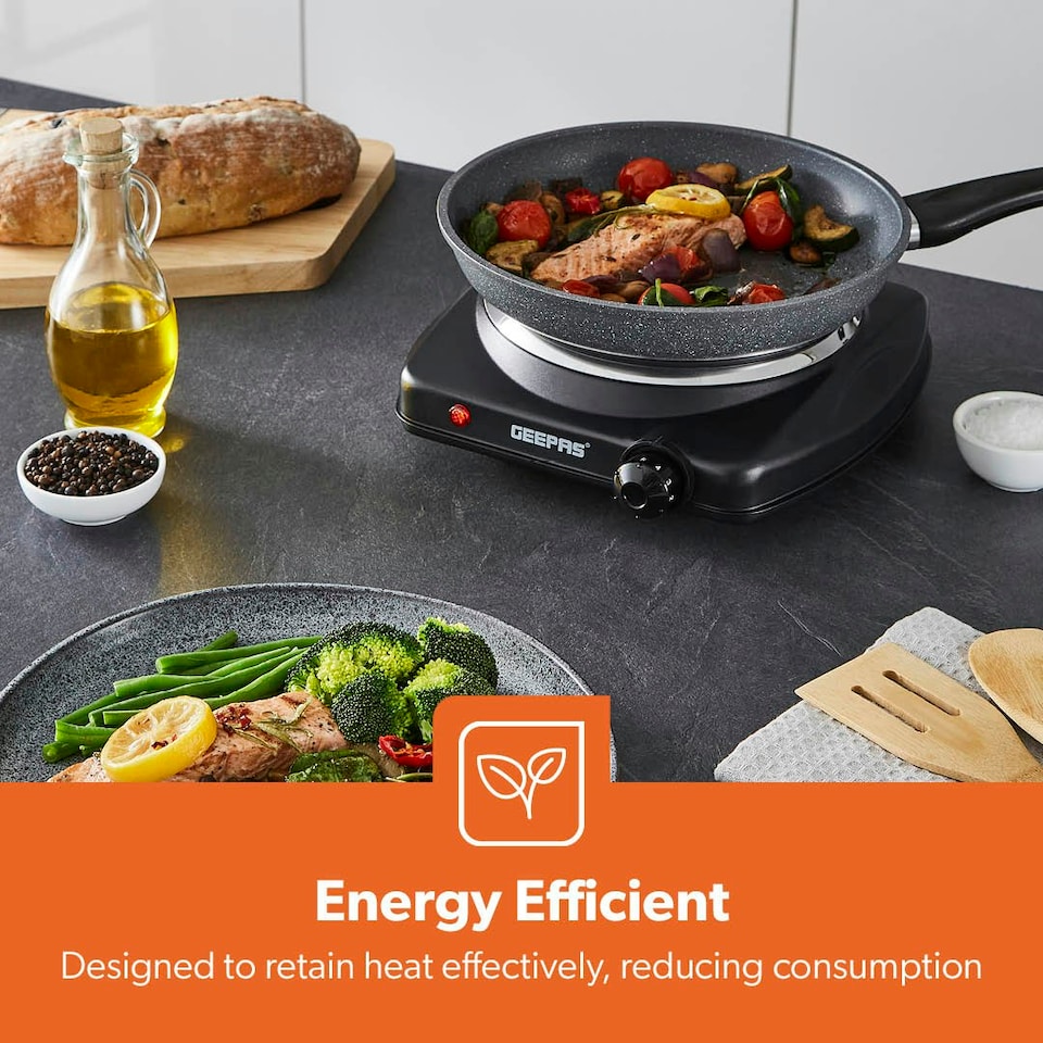 image 1 of GEEPAS Single Ceramic Hot Plate, 1200W Black