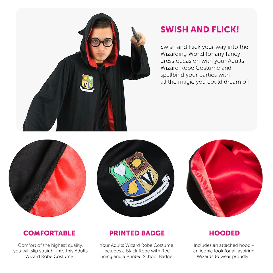image 1 of Wizard School Robe Costume Black | 2XL