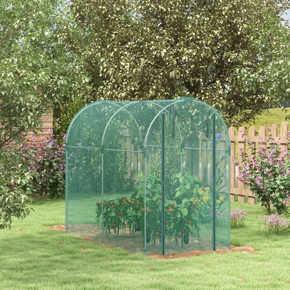 image 1 of Outsunny Fruit Cage, Plant Protection Tent, 1.2 x 2.4 x 1.9m, Green