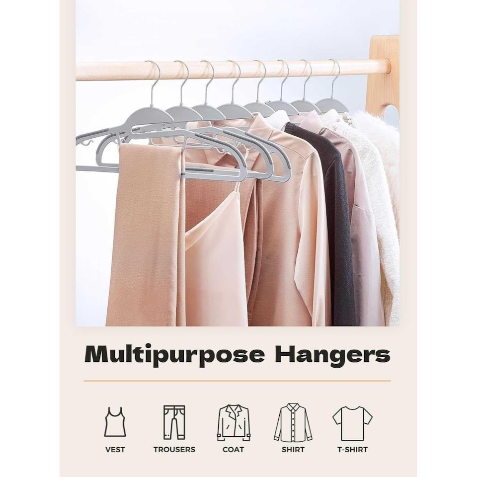 image 1 of Dyzi White Plastic Coat Hangers Pack of 30