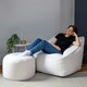 image 2 of icon Natalia Borg Adults Bean Bag Armchair and Pouffe, Ready Filled Large Beanbag and Footstool Natural Beige Cream | Cream