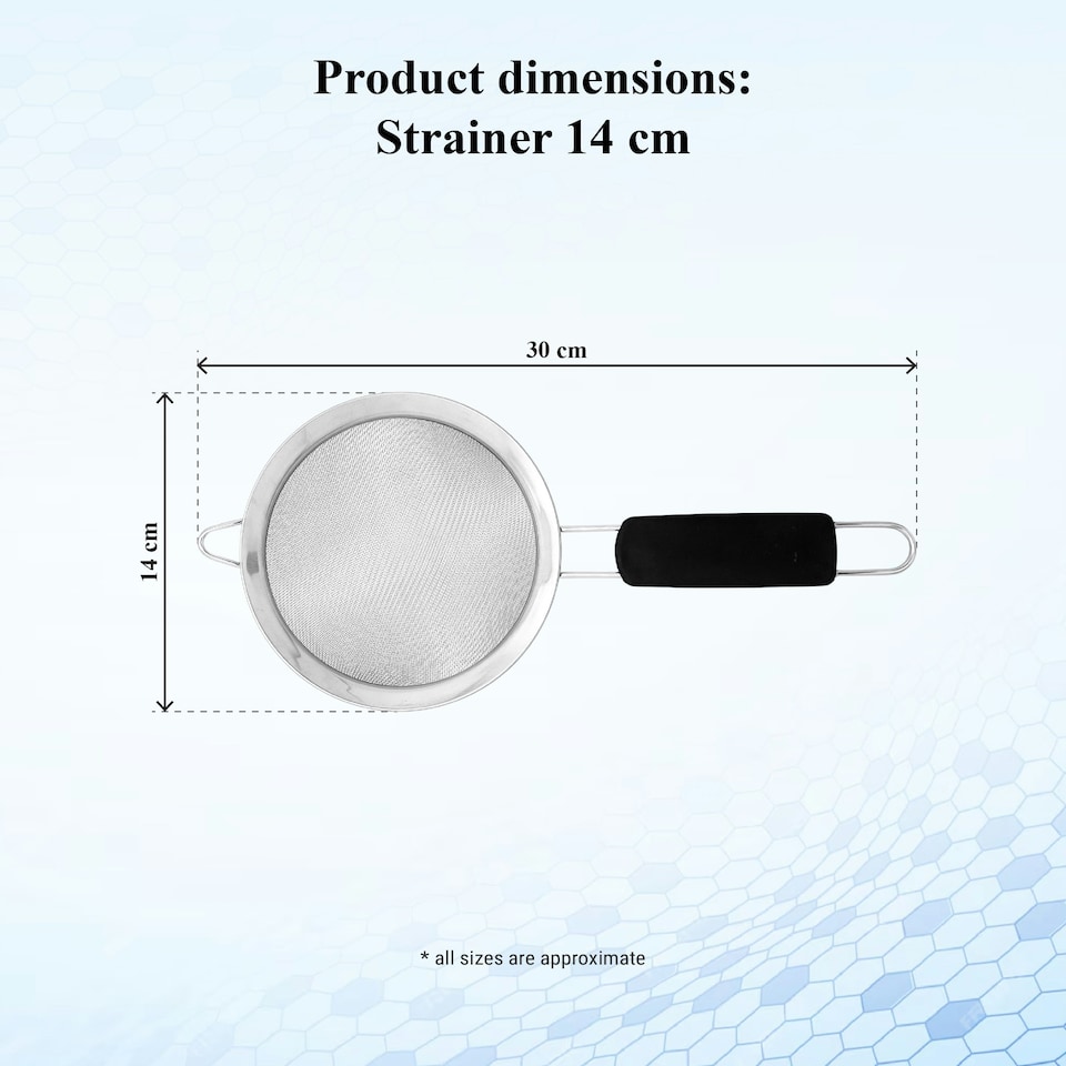 image 1 of Buckingham Stainless Steel Fine Mesh Sieve Strainer 14 cm Black Handle