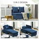 image 3 of HOMCOM Folding Sleeper Sofa Bed Chair with Pillows, Pocket, Blue