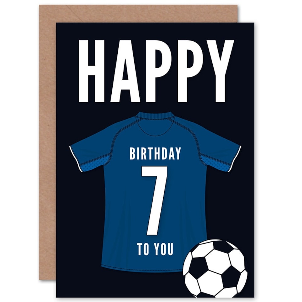 image 1 of Football Strip Kit Dark Top On Age 7 Year Old Child Kids 7th Birthday Card