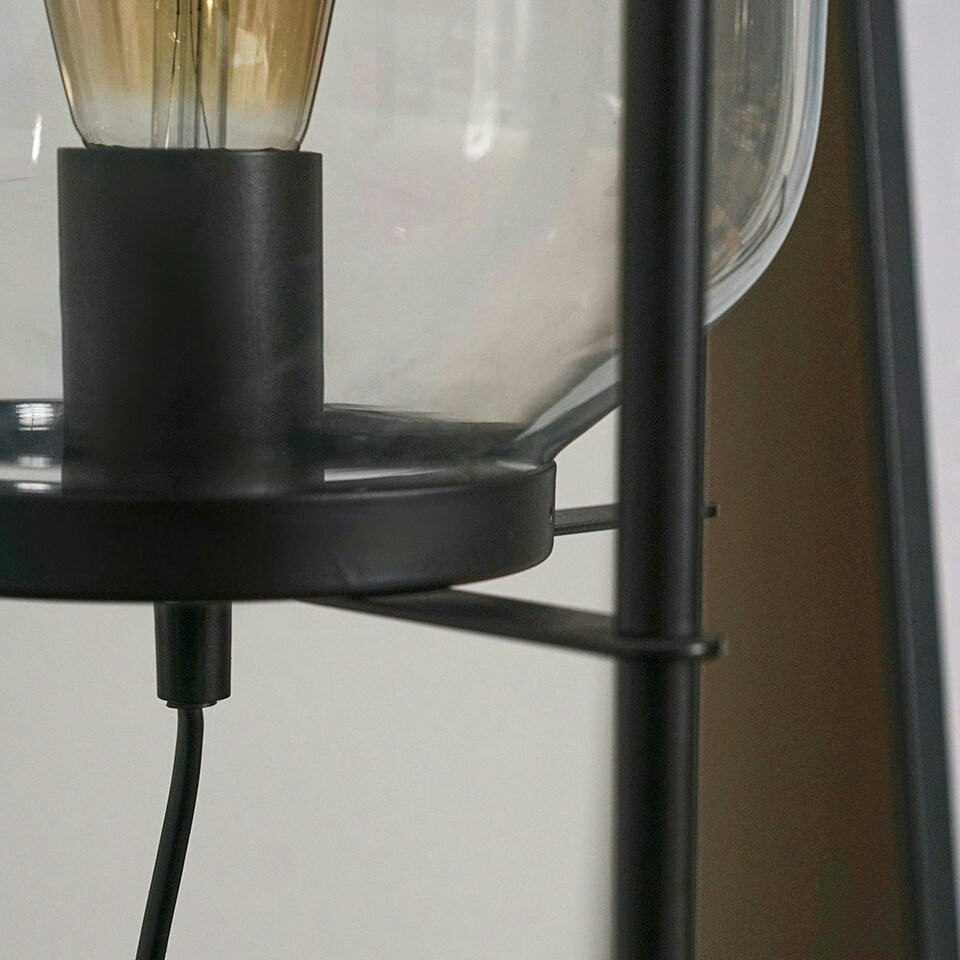 image 1 of ValueLights Dawlish Matt Black Floor Lamp and E27 Pear LED 4W Warm White Bulb