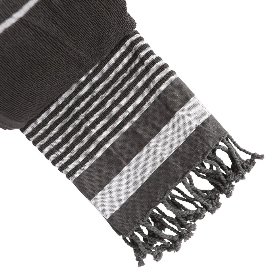 image 1 of Nicola Spring Deluxe 100% Cotton Turkish Beach Towels - 160cm x 90cm - Charcoal - Pack of 2 | Grey | Charcoal