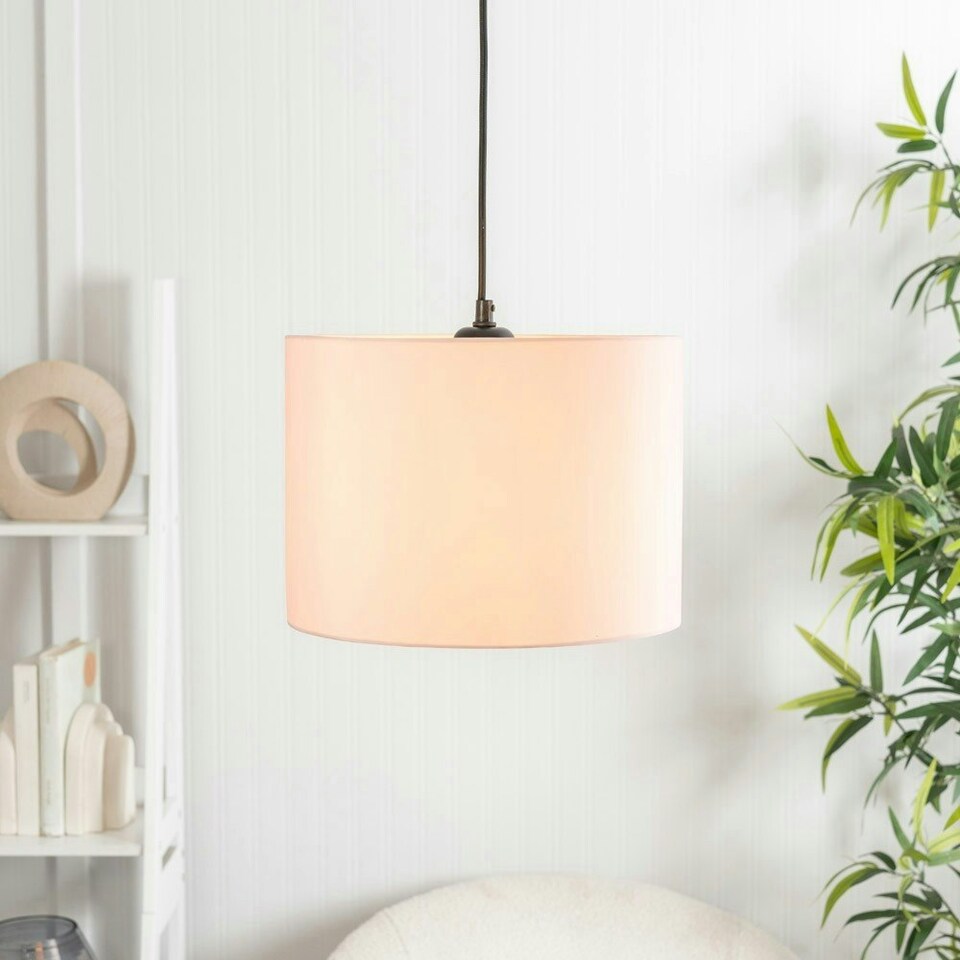 image 1 of ValueLights Torbery Set of 3 Blush Nesting Lamp Shades & Bulbs Pink