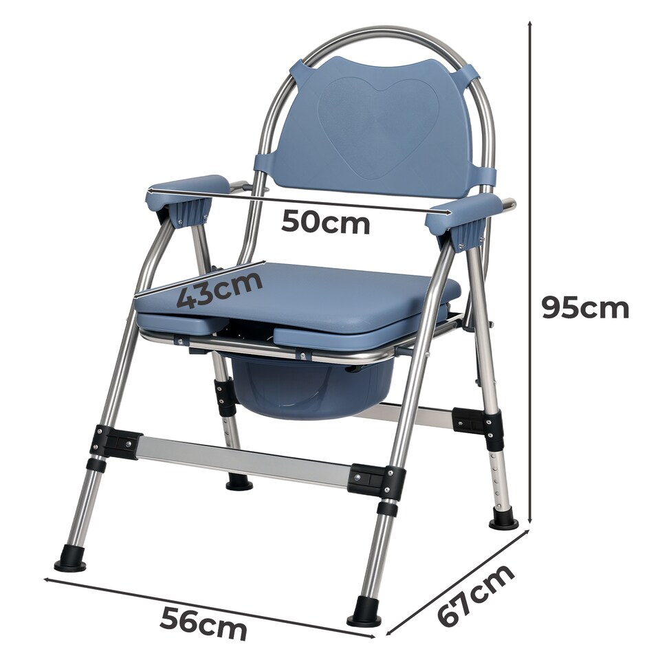 image 1 of Levede Folding Adjustable Metal Commode Chair for Bedroom Bedside Shower