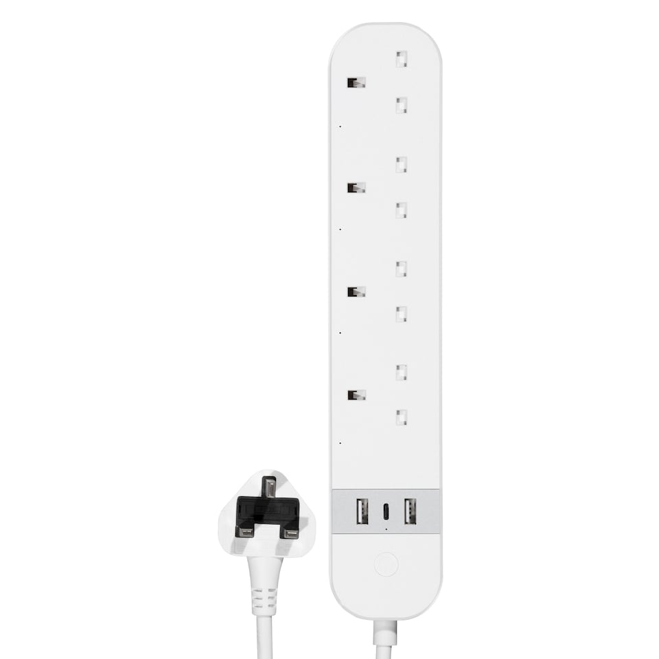 image 1 of Daewoo Smart WiFi Extension Lead Power Strip with USB Plug 4 Way Socket Energy Monitor Alexa & Phone APP Control