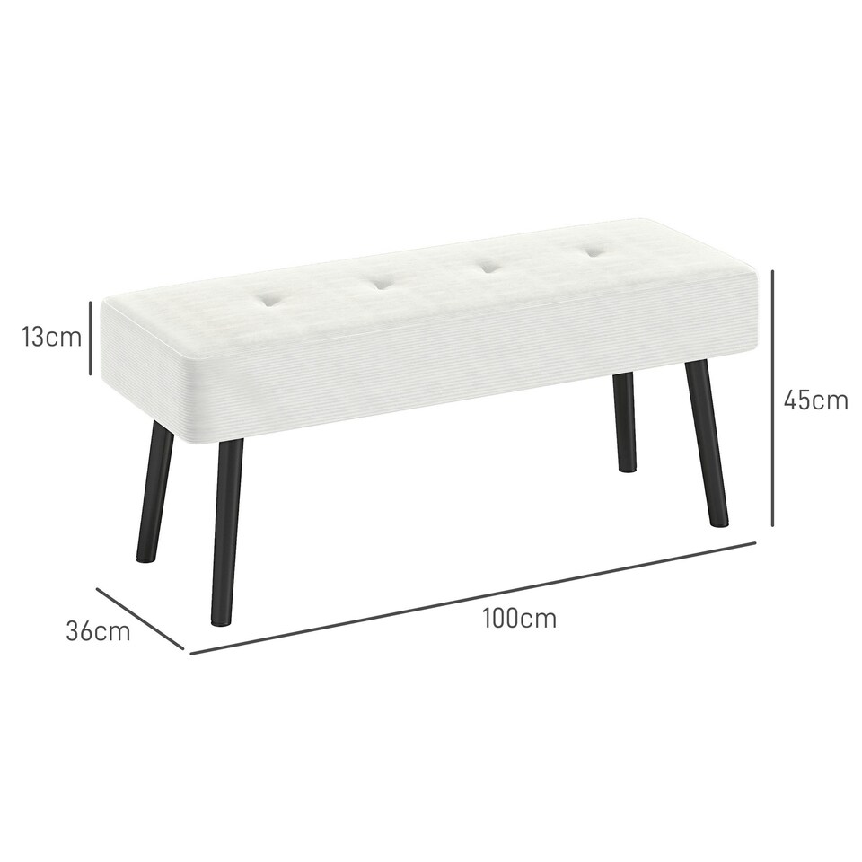 image 1 of HOMCOM End of Bed Bench with Thick Padding for Entryway, Cream White