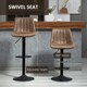 image 3 of HOMCOM Set Of 2 Microfibre Retro Tub Bar Stools Metal Frame Footrest Seat Brown