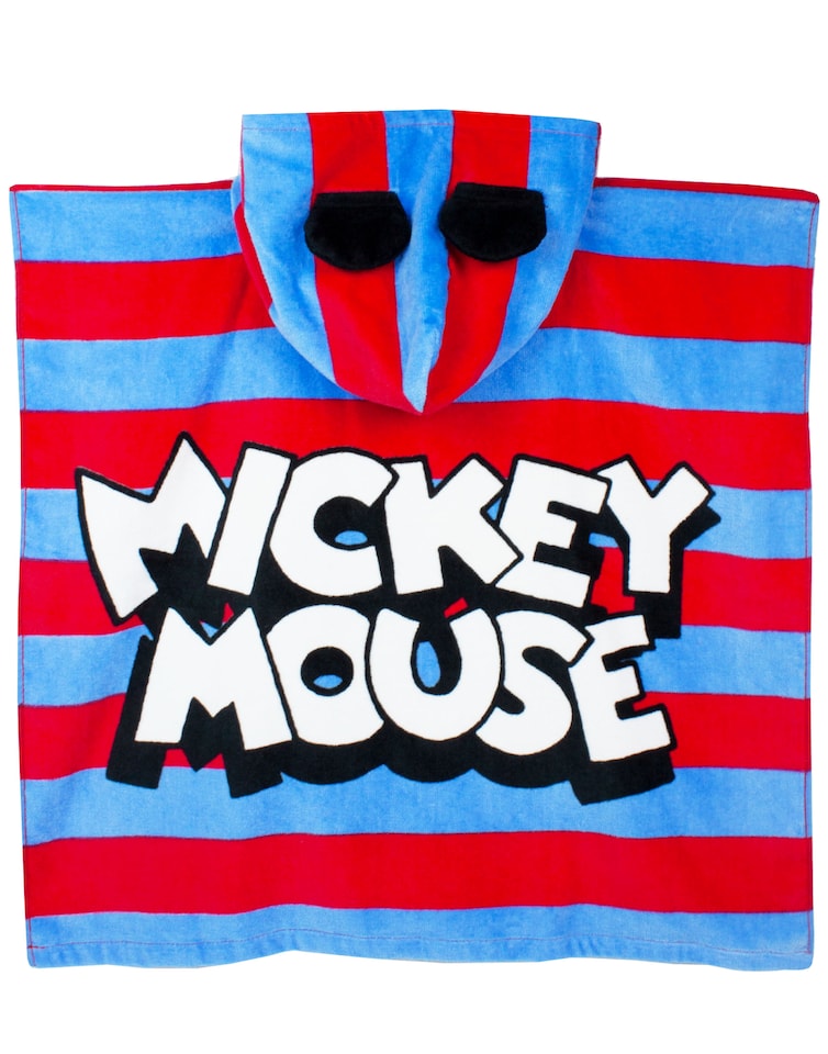 image 1 of Disney Mickey Mouse 3D Ears Poncho Towel for Kids | One Size Hooded Bath Towelling for Girls and Boys | Beach Swim Cover Up for Children and Toddlers Blue