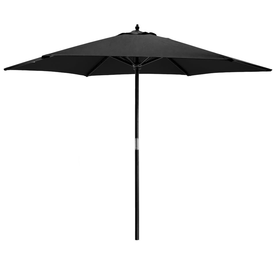 image 1 of Harbour Housewares Wooden Garden Parasol - 2.7m - Black | Black | Black