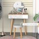 image 6 of HOMCOM Wooden Compact Dressing Table w/ Drawer Mirror 4 Legs Table Top Bedroom