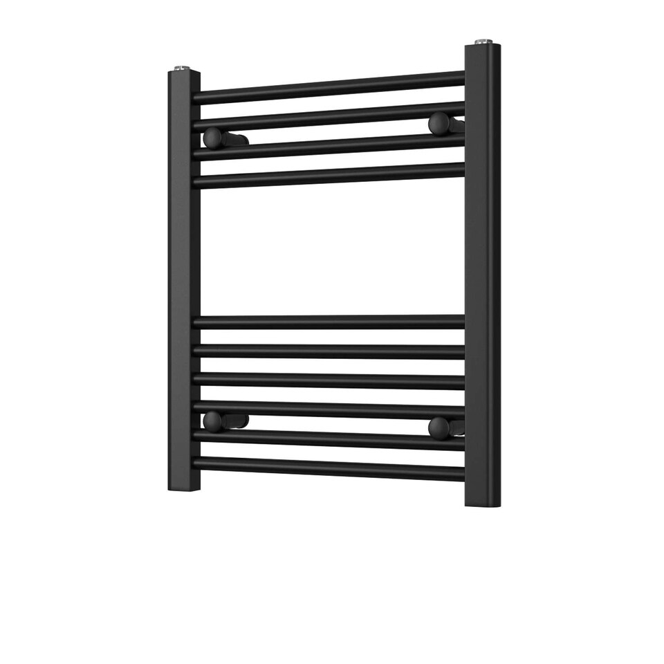 image 1 of Zennor Straight Heated Towel Rail Bathroom Radiator - Black - (H) 600mm x (W) 500mm