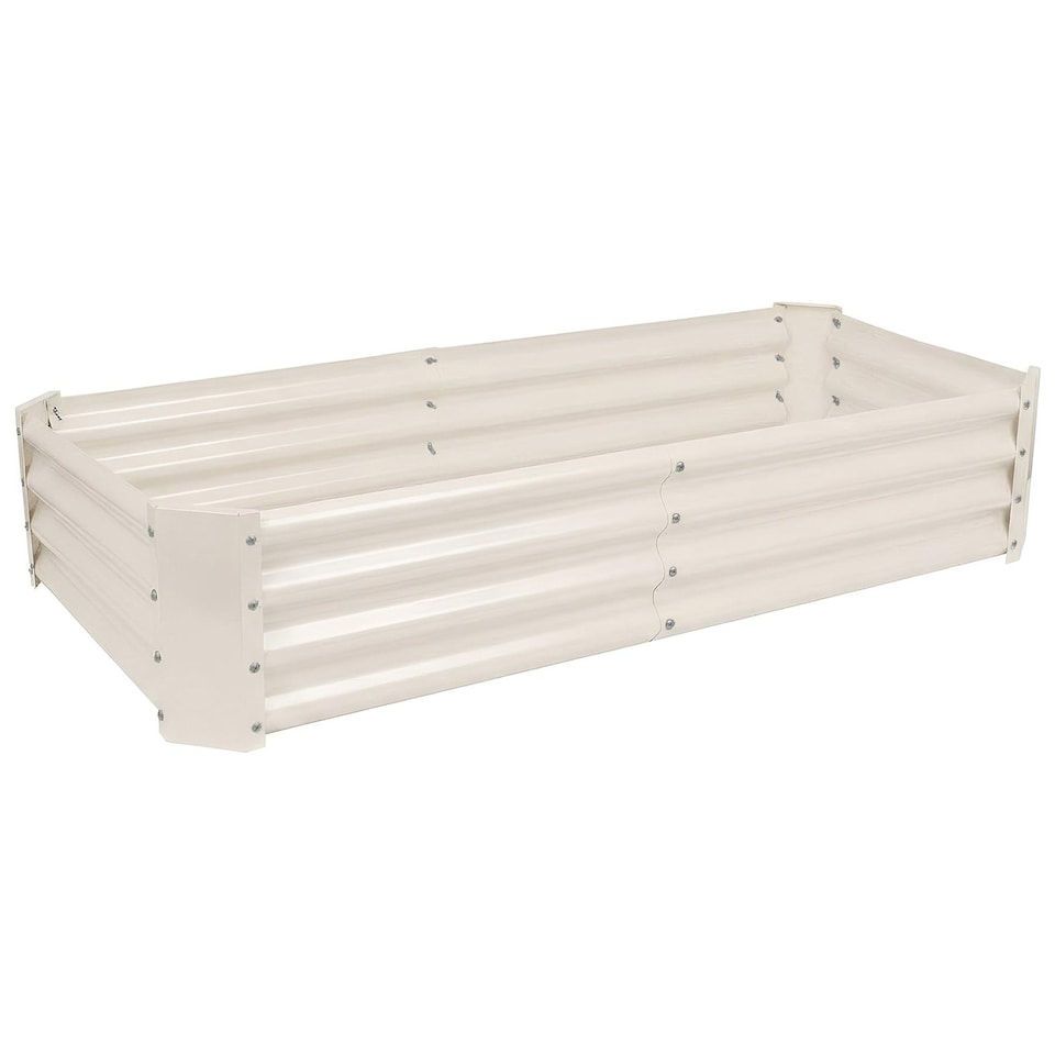 image 1 of Harbour Housewares Raised Garden Bed - Ivory Rectangular Bottomless Metal Raised Galvanised Steel Planter Box 180 x 90cm