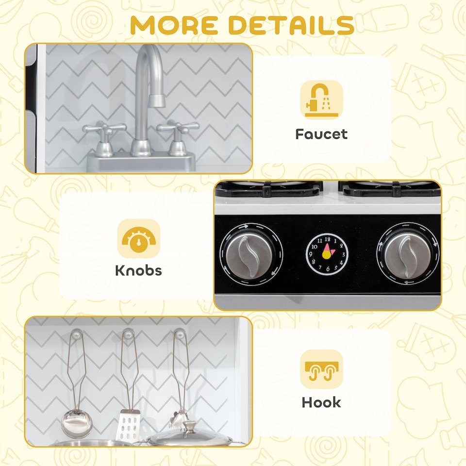 image 1 of AIYAPLAY Kids Play Kitchen Toy Kitchen with Stove Sounds, Ice & Coffee Maker