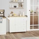 image 2 of HOMCOM Drop-Leaf Kitchen Island on Wheels Utility Storage Cart with Drawers