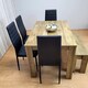image 8 of Wooden Dining Table Set for 6 Rustic Effect Table With 4 Black Leather Chairs and 1 Bench Black