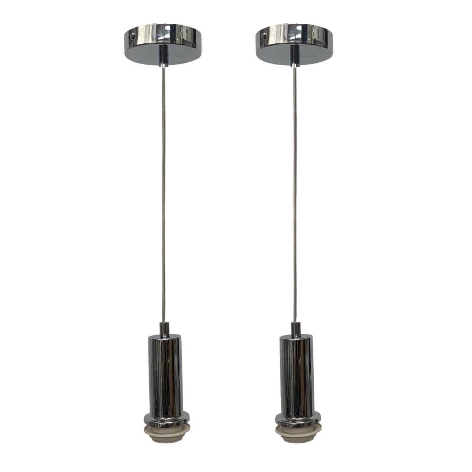 First Choice Lighting Set of 2 Celine Chrome Ceiling Flex Suspension Kits for Shades in Silver