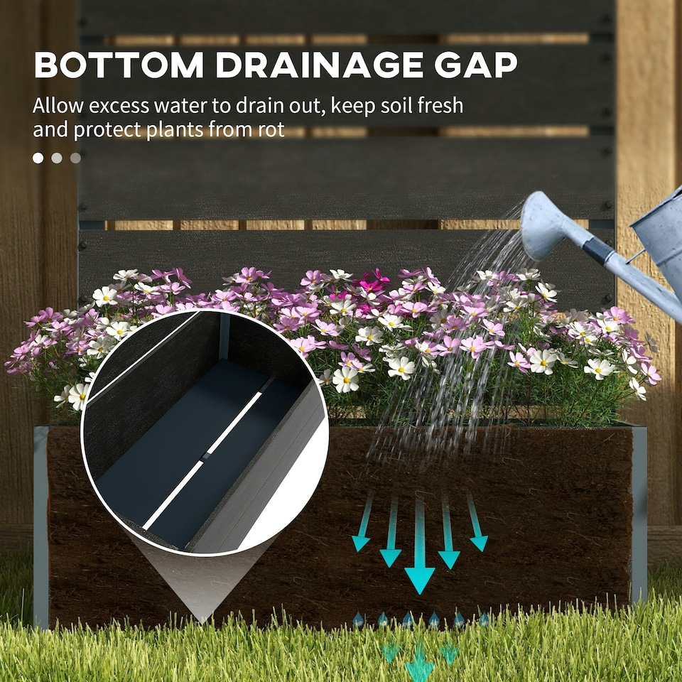 image 1 of Outsunny Raised Garden Bed with Trellis and Drainage Hole, Planter Box Black 