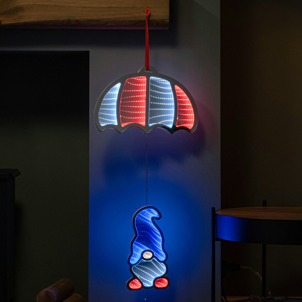 image 1 of 60cm Parachuting Christmas Infinity Gonk Hanging Decoration with Multi-Coloured LEDs