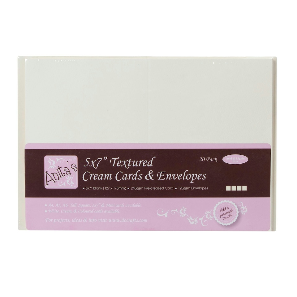 5 x 7 Cards/Envelopes Textured (20pk 240gsm) - Cream N/A | One Size