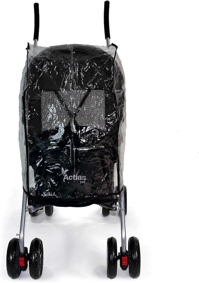 image 1 of Pet Stroller Dog Cat Puppy Pram Pushchair Travel Cart Jogging Buggy Carrier (Black with Cover)