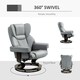image 5 of HOMCOM PU Leather Manual Reclining Armchair Footstool Padded Seat Light Grey