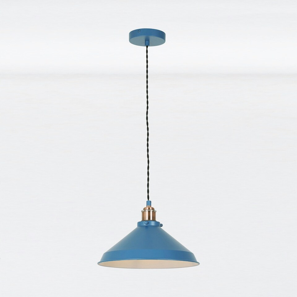 image 1 of First Choice Lighting Set of 2 Maxwell Mirage Blue Brushed Copper Ceiling Pendant Lights Blue | Copper