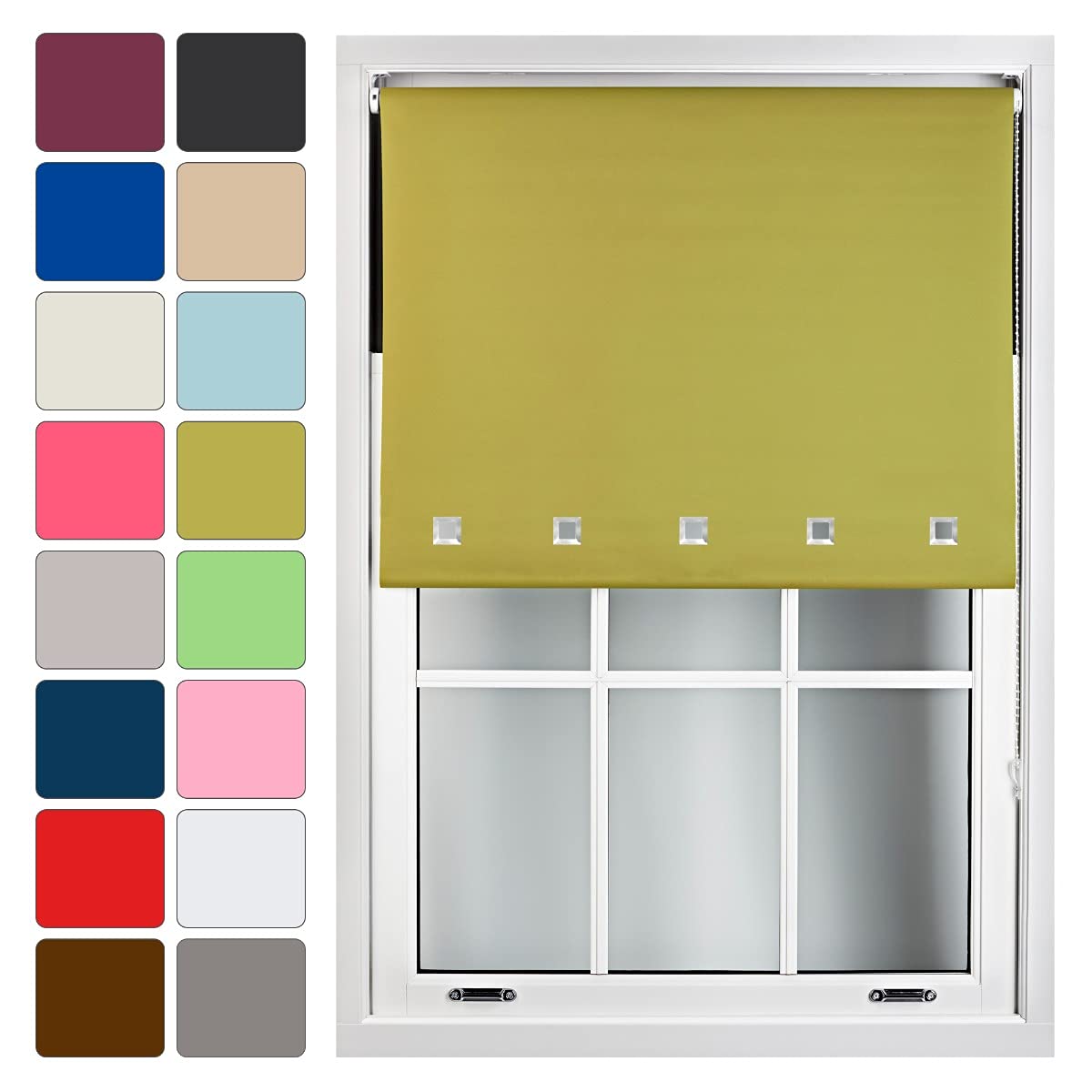 Made to Measure Blackout Roller Blind with Square Eyelets Custom Fit Window Blind by Furnished