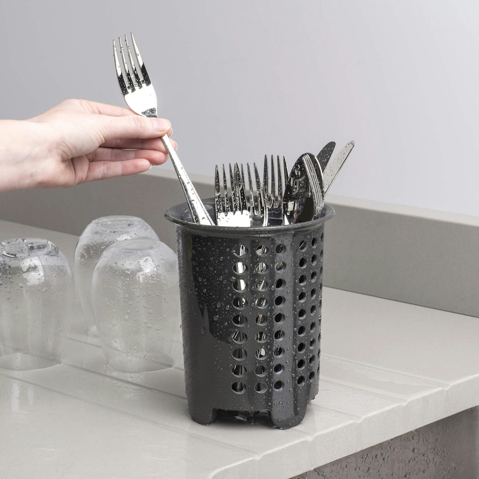 image 1 of Melamine Cutlery Drainer/Utensil Pot Grey | Dark Grey