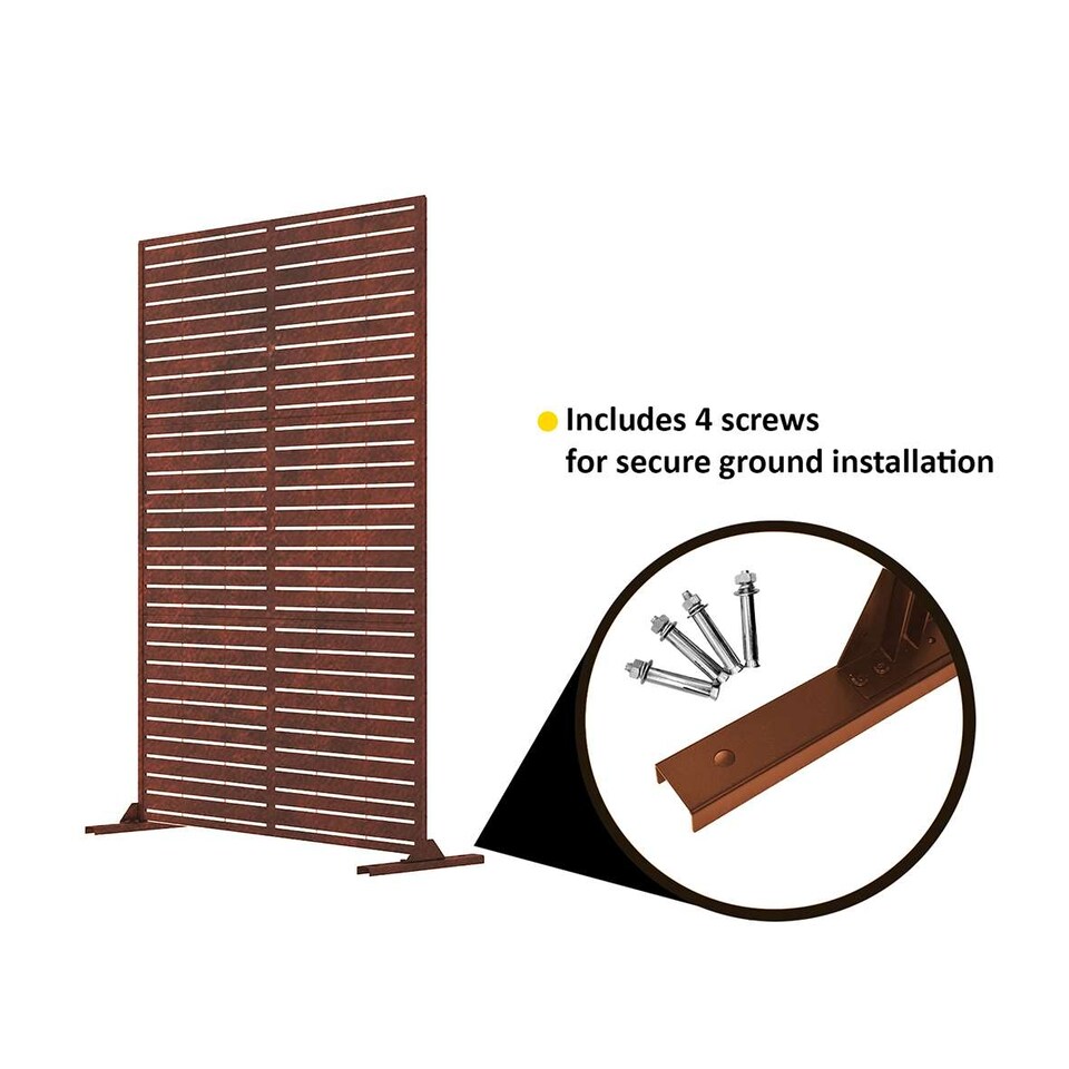 image 1 of Nicoman Metal Slat Indoor Outdoor Privacy Screen with Stand | Bronze | Rusted | 1