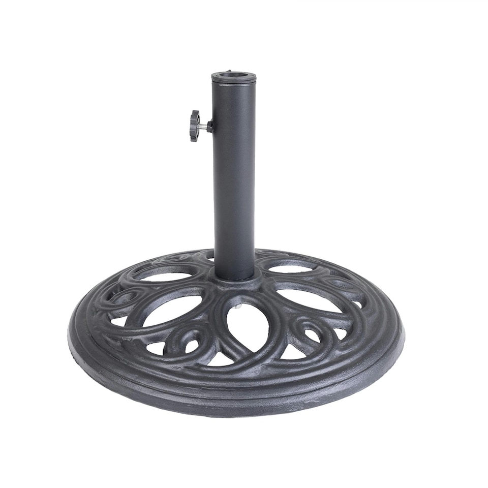 image 1 of Charles Bentley 12kg Cast Iron Round Patio Umbrella Parasol Base Stand - Black