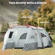 image 3 of Outsunny 6-8 Person Tunnel Tent, Two-room Camping Tent with Carry Bag, Grey