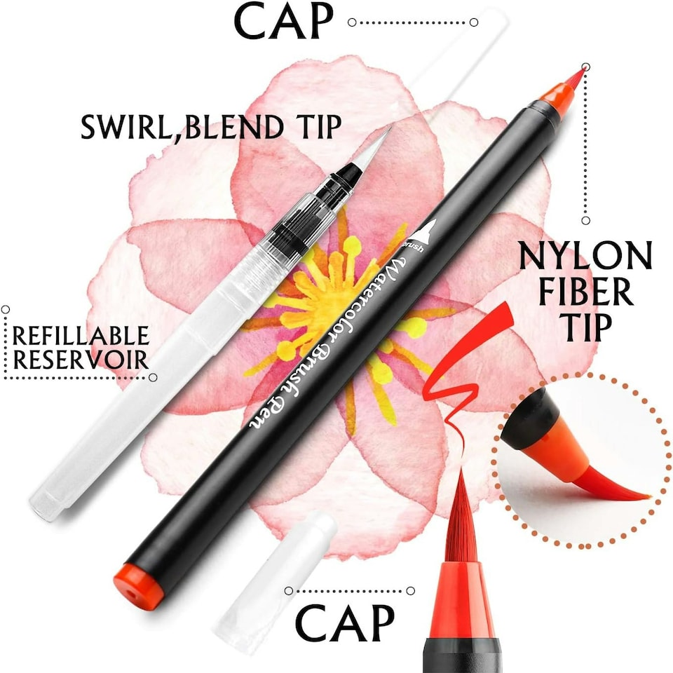 image 1 of Pack of 20 Washable Water Colour Brush Tip Pens Multi