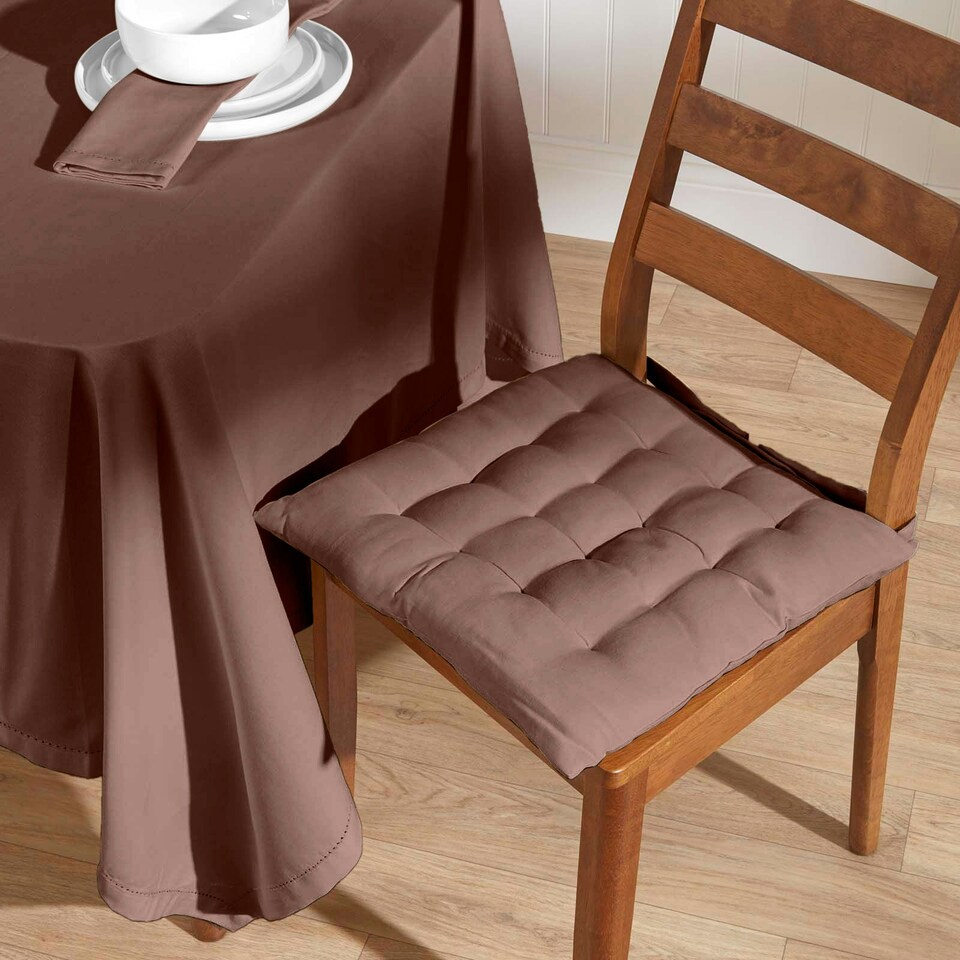 image 1 of Homescapes Chocolate Brown Cotton Round Tablecloth - 178 cm Brown