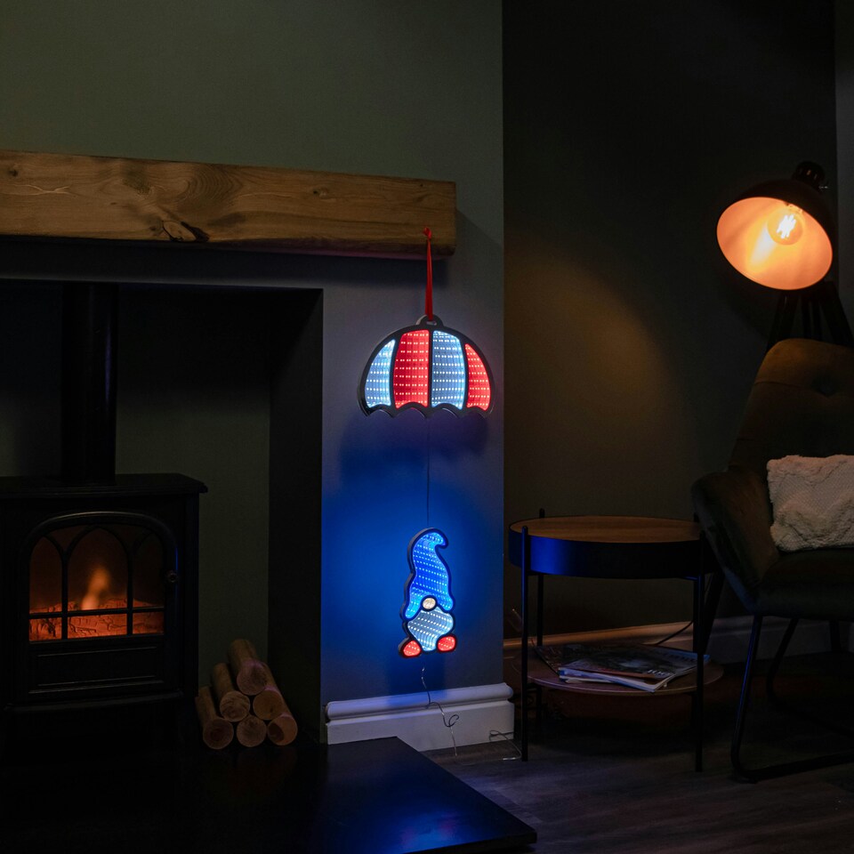 image 1 of 60cm Parachuting Christmas Infinity Gonk Hanging Decoration with Multi-Coloured LEDs