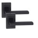 image 1 of Golden Grace 1 Pair Aztec Design Straight Door Handles on Square Rose in Matt Black Finish - 52mm x 52mm Backplate Black