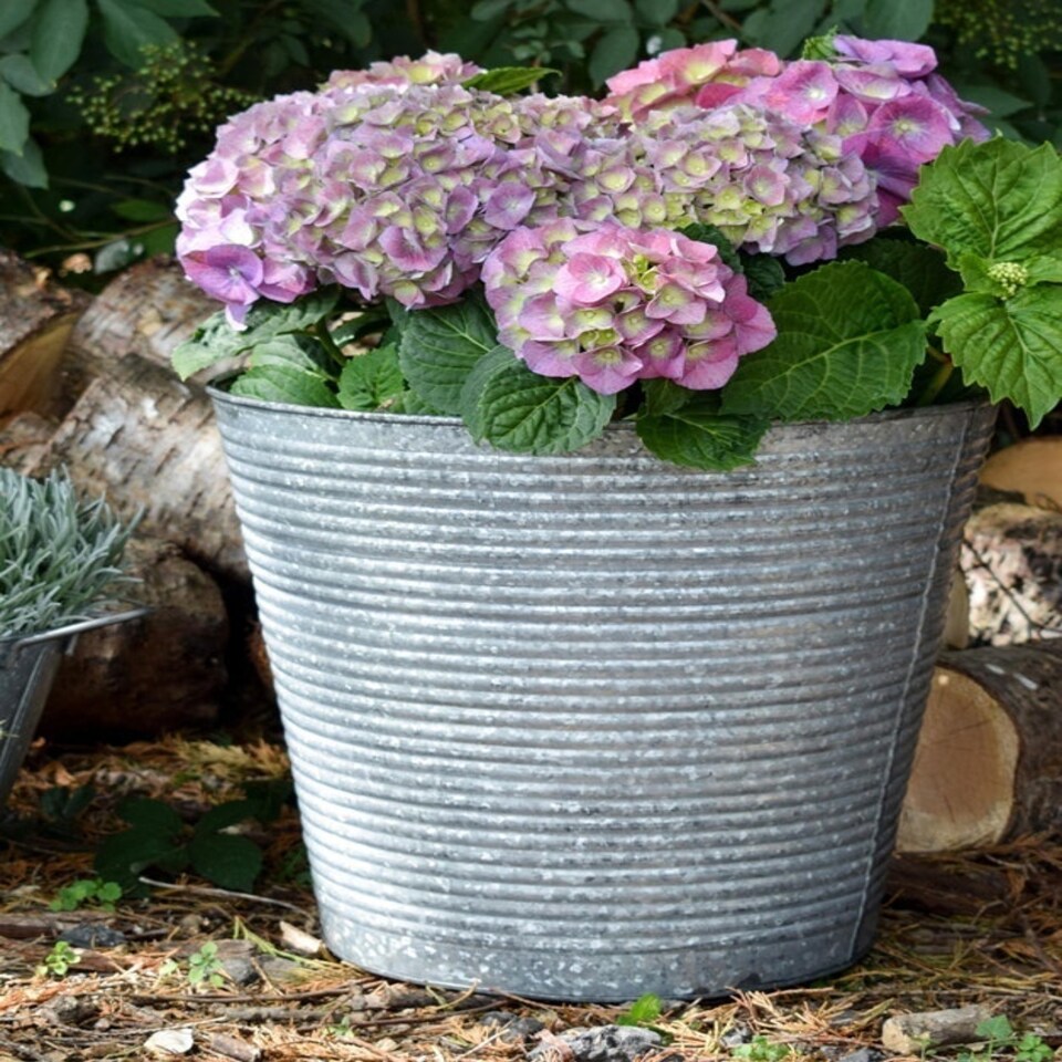 image 1 of Ribbed Planter - Iron - L37 x W37 x H34 cm - Galvanised Grey