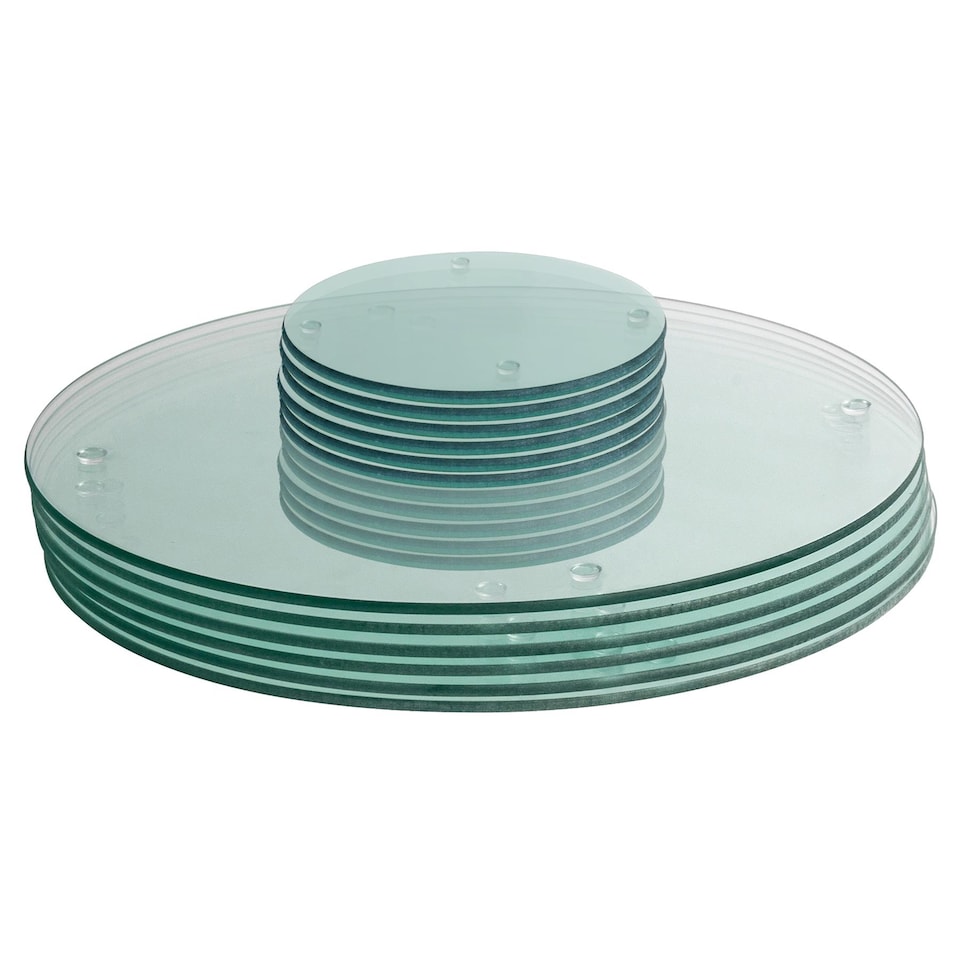 image 1 of Harbour Housewares 12pc Round Glass Placemats & Round Coasters - 30cm Dining Table Protection Place Mats Coasters