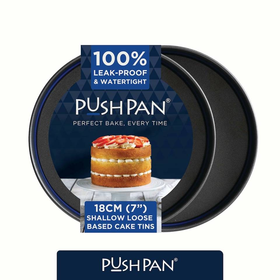 image 1 of PushPan Set of 2 x 7 Inch Shallow Cake Tins