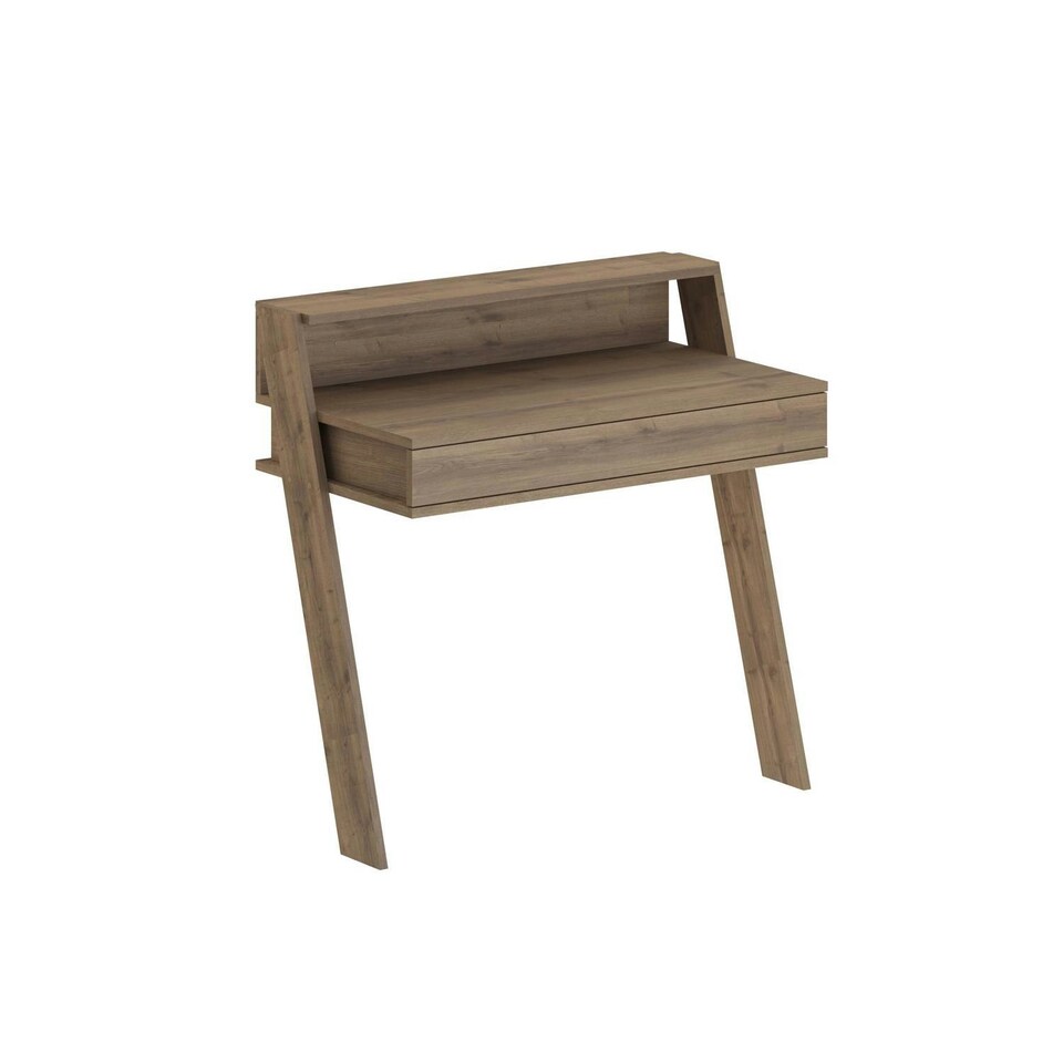 image 1 of Cowork Modern Desk Dark Oak Wall Mounted With Drawer 94cm Wide Brown
